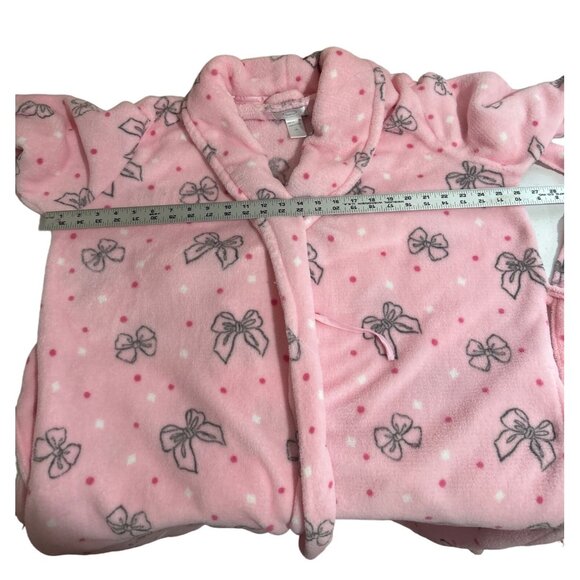 Oscar De La Renta Pink Bow Print Plush Robe L/XL - Picture 6 of 8